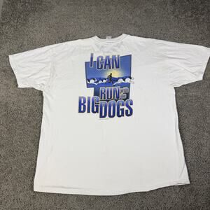 Vintage Big Dogs Shirt Mens 2XL White Run With The Big Dogs Graphic 90s